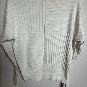Equipment Cream Ribbed Short-Sleeve Knit Top